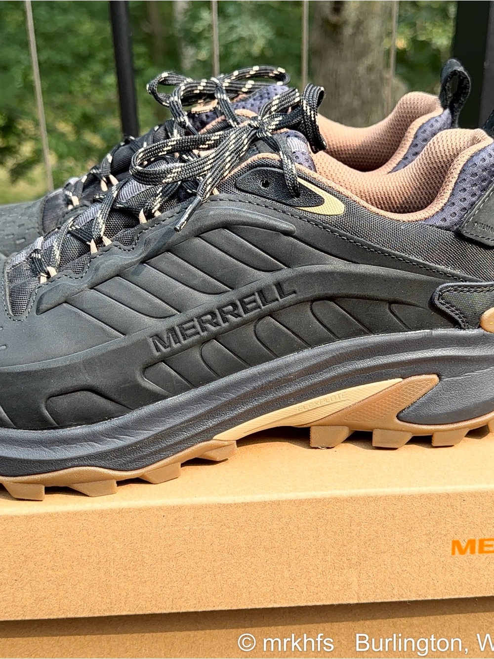Merrell Men's Black and Tan Trail Runner Hiking Shoes - Picture 2 of 10